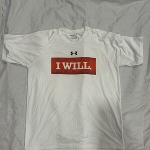 Under Armour White Tee with Red 'I WILL' Graphic